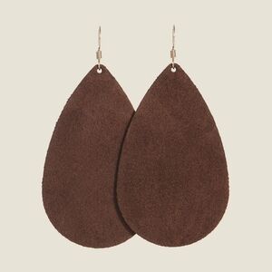 Nickel & Suede Brown Teardrop Suede Dangle Earrings NWO
